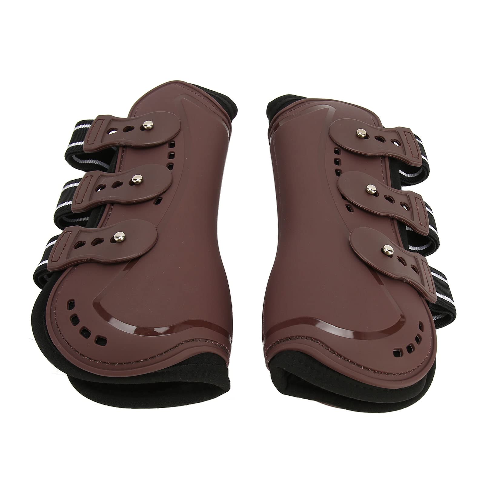 GLOGLOW Espinilleras para caballos, espinilleras elásticas marrones para saltar para entrenamiento (grande)