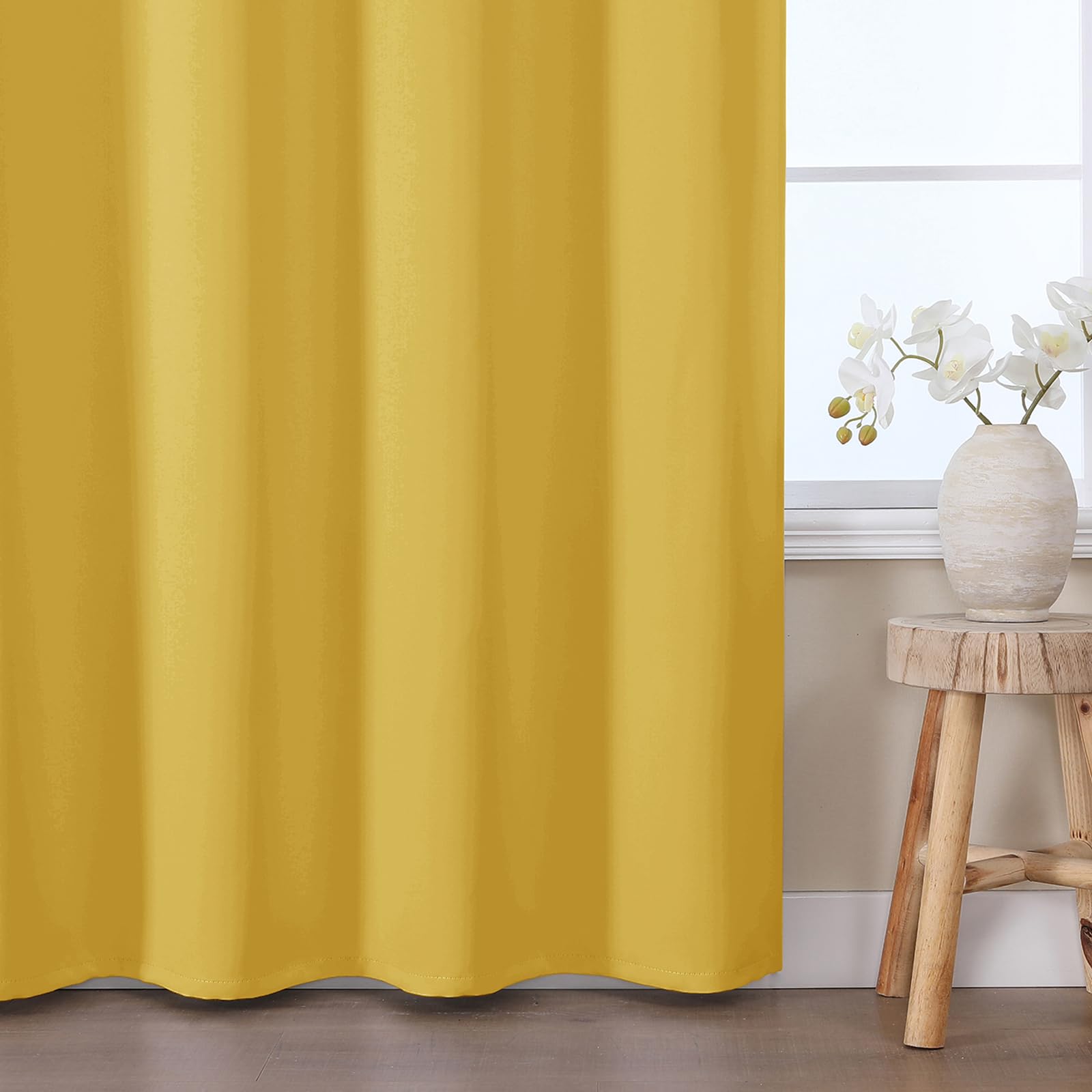 Rideau Thermique Jaune Moutarde Rideaux occultants, Rideaux occultants pour Porte d’entrée Rideaux pour Chambre à Coucher 210 cm de Long, Rideau Thermique Protection Contre Le Froid 210 cm de