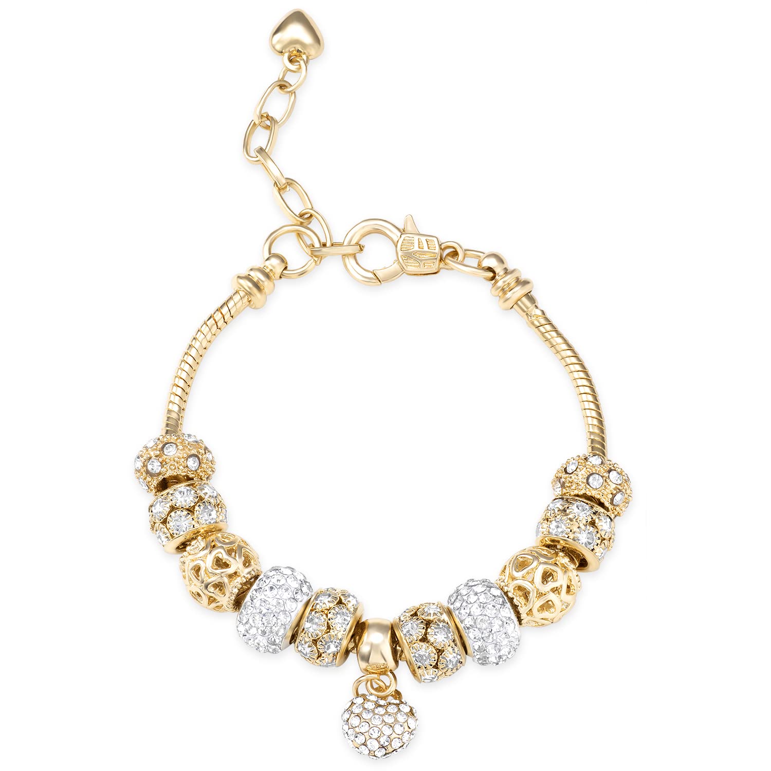 Cubic Zirconia Heart Charm Bracelet Gift for Women & Girls