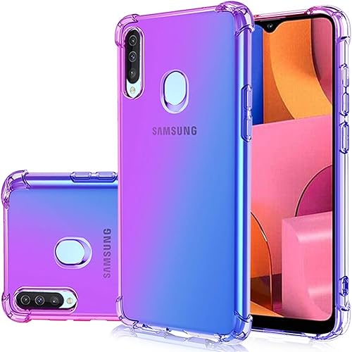 Funda para Samsung Galaxy A20S, Gradient Slim Anti Scratch Soft TPU Funda Protectora a Prueba de Golpes para Samsung Galaxy A20S (PúrpuraAzul)