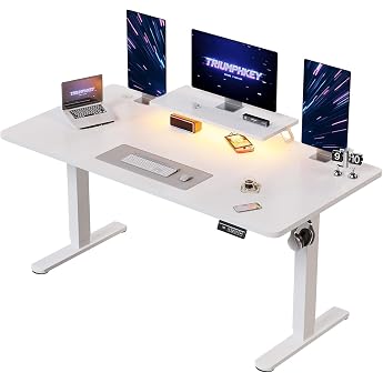Triumphkey 160 x 70 cm Height-Adjustable Desk with Monitor Stand
