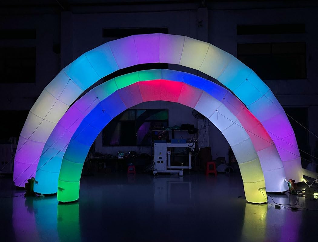 20ft Inflatable Color Changing Arch Blow up Promotional LED Lighting Arch with Blower Color Change Lighting Archway for Event Parties (Multicolor, 6m Width)