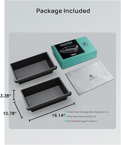 Miniatura 9 de HALOBLK Paquete de 2 organizadores impermeables modelo Y para debajo del asiento, bandeja oculta 2 en 1 para Tesla Model Y 2024-2021 no apto para el