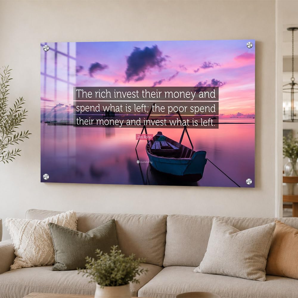 DesignSkinz Wall Art | Acrylic Glass Printed Art | Modern Decor for Living Room, Bedroom, Office, Study, Shelf (60x45inch) - Money In Order