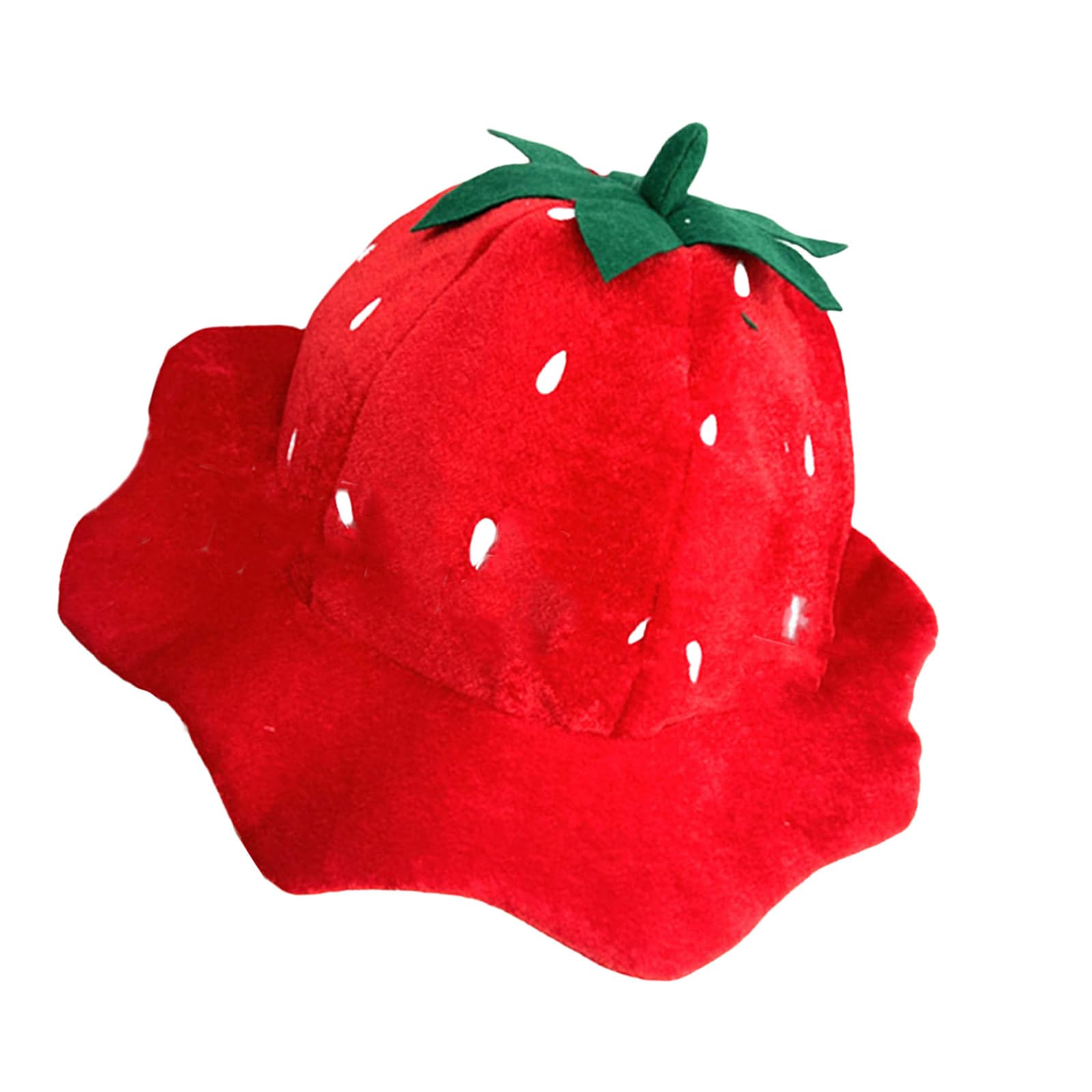EPIPHQNY Beanie, Halloween Strawberry Hat Headgear Plush Fruit Head for Masquerade Halloween Plush Cartoon Hat Headgear