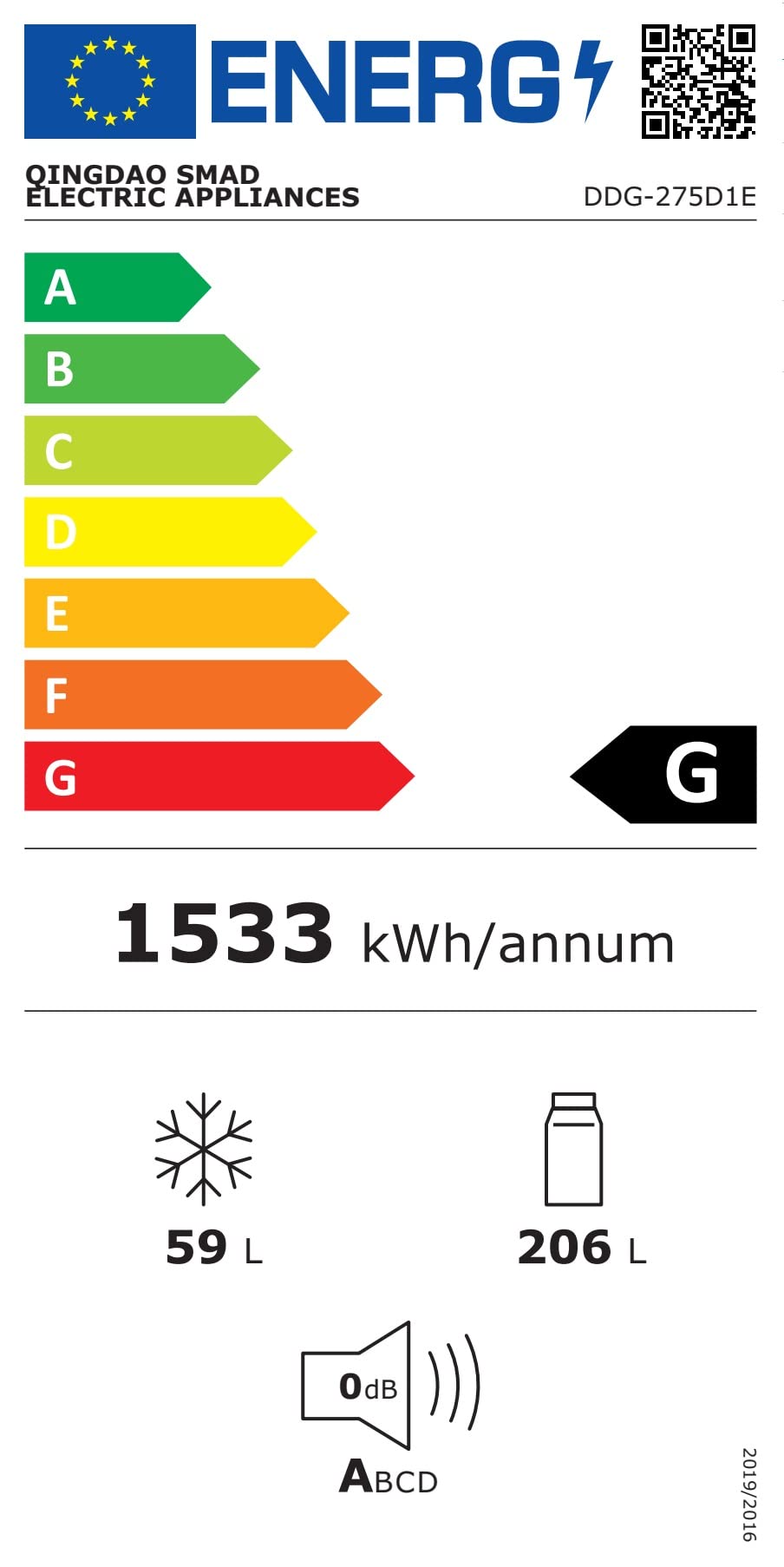 SMETA GAS Kühlschrank mit Gefrierfach, Gas/230V, Kühl-Gefrierkombination, für Gîte, Garage, Camping, Wohnmobil, 265L, Weiß