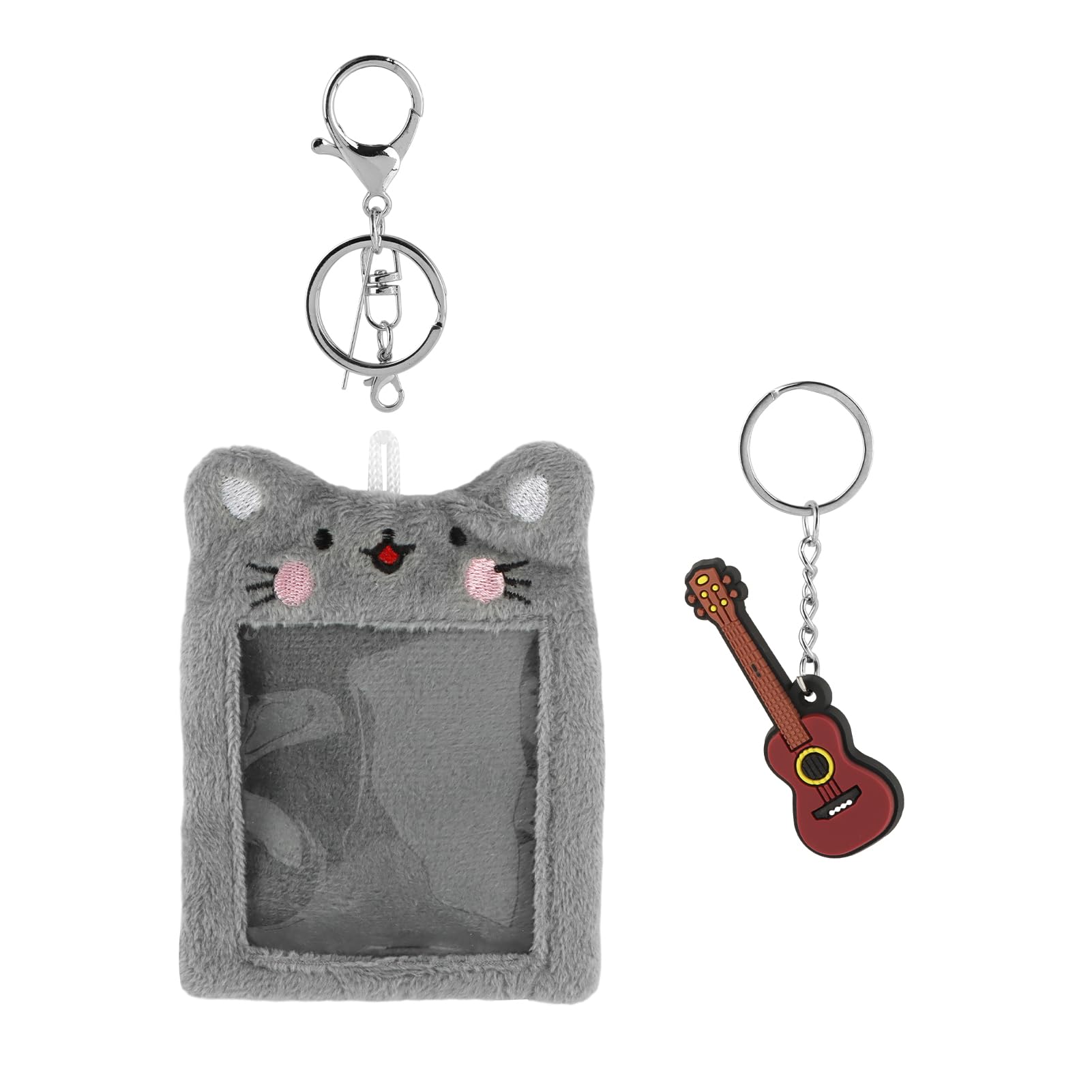 Serveyou 2pcs/set Photocard Holder,Photocard Keychain,Cute and Cartoon Kpop Keychain, Card Sleeve,Used for Keys, Car Rearview Mirrors, Children's School Bags or Wallets(Grey)