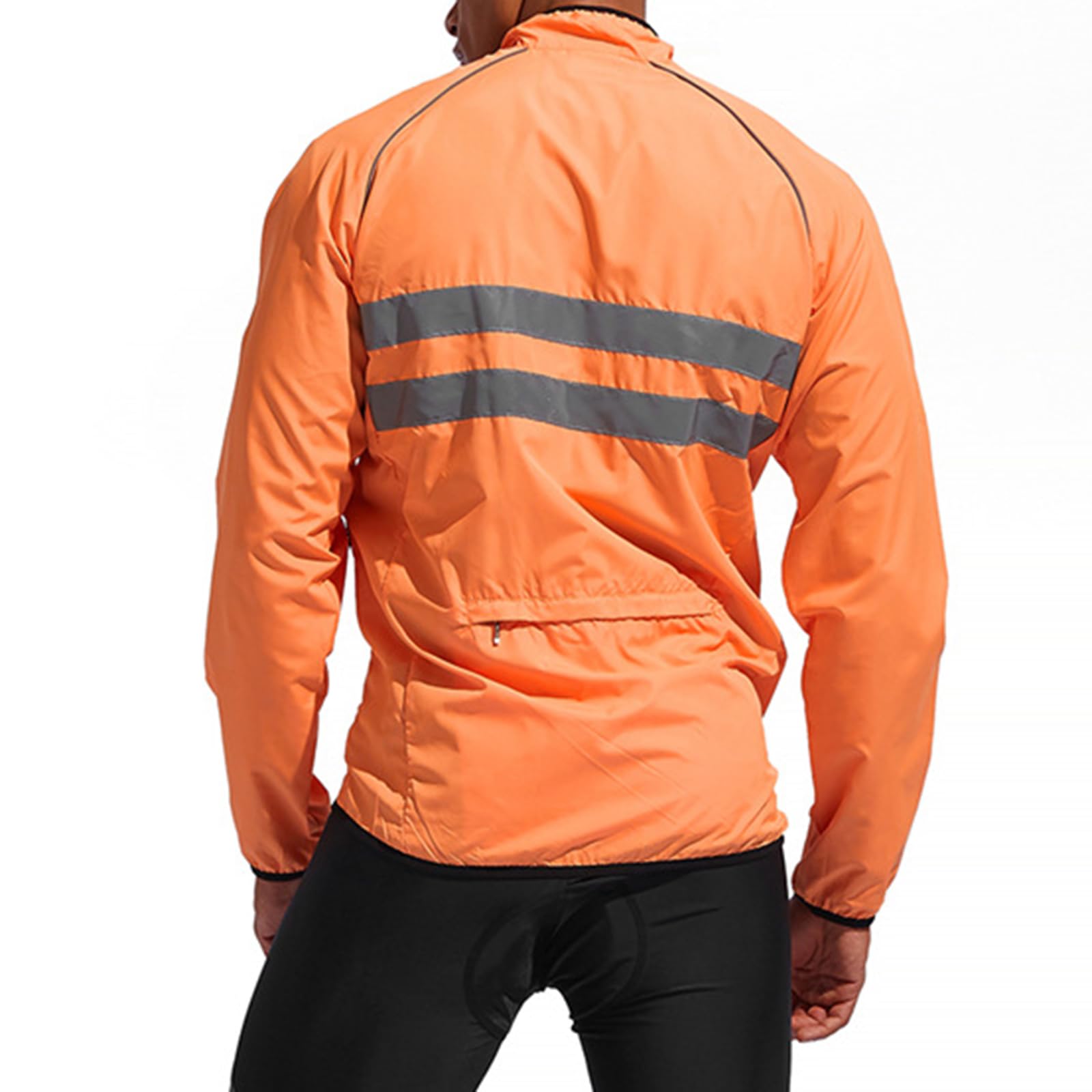 ARMAAN Giacca da Ciclismo Estiva da Uomo Leggera Traspirante ad Alta visibilità Riflettente per MTB Giacca a Vento Antivento Impermeabile per Moto per Campeggio e Corse,Orange-EU L