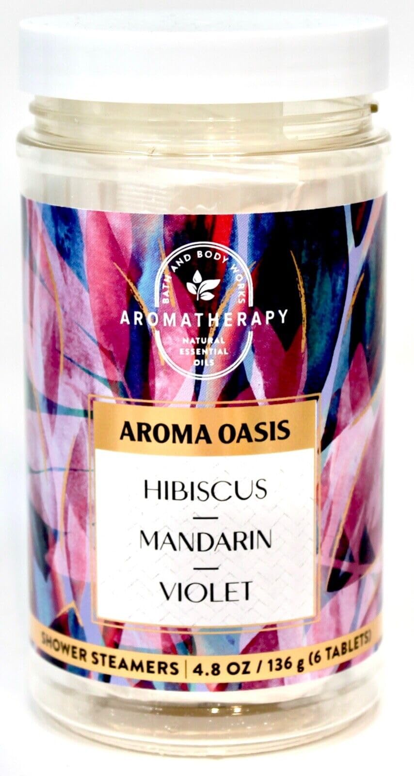 Bath Body 4.8 OZ / 136 G Bottle 6 Tablets Shower Steamer Aromatherapy Tablets 6 Hibiscus Mandarin Violet