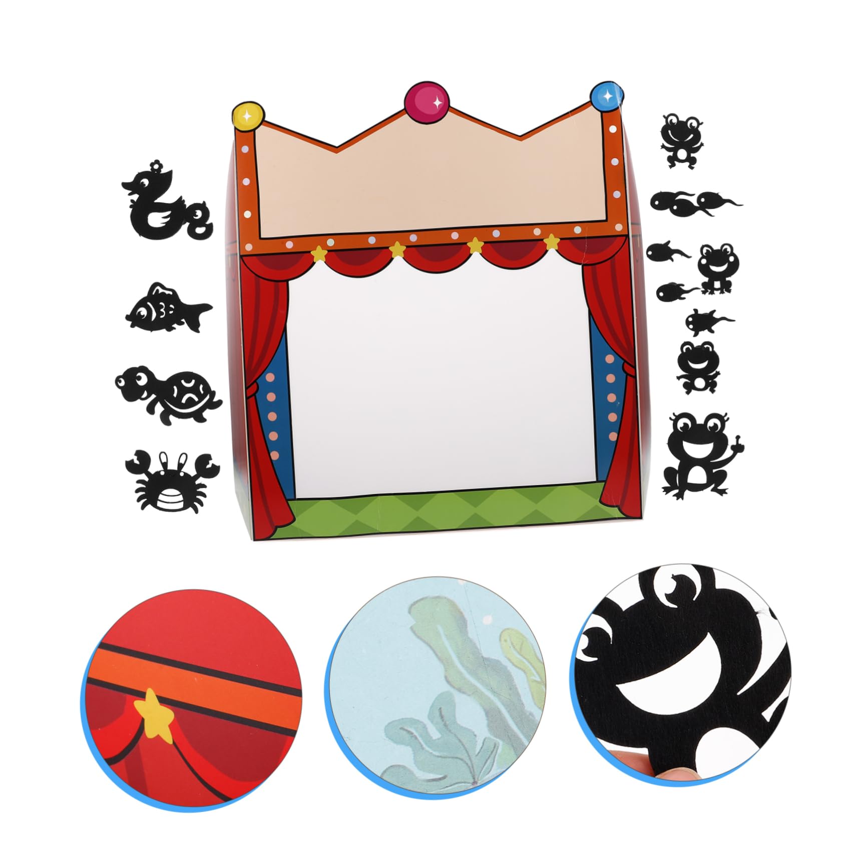 Vaguelly 1juego Teatro De Títeres Para Niño Niña Con Accesorios De Títeres De Sombra Escenario Portátil Para Cuentacuentos y Manualidades Creativas Juguetes Educativos Para