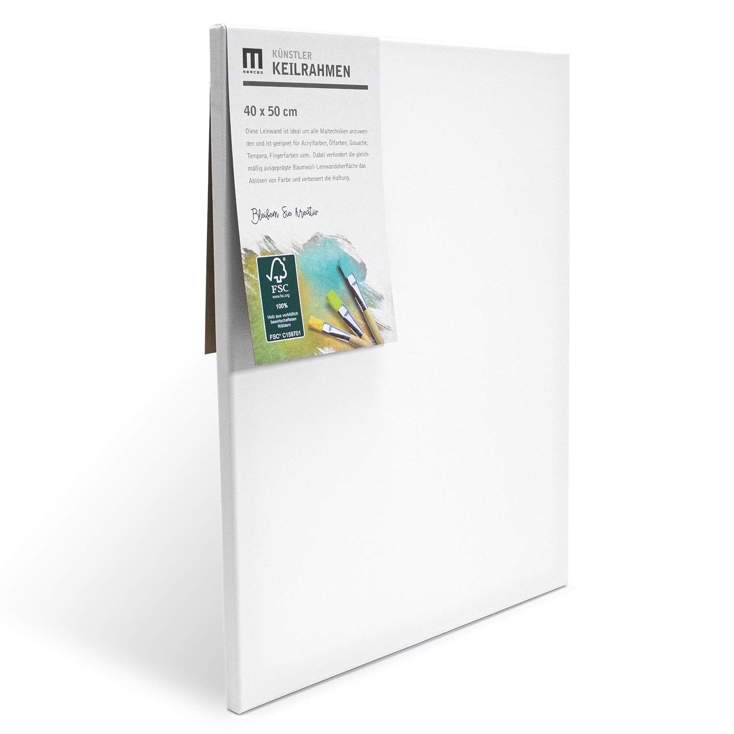 Juego de 10 lienzos para pintar (5 unidades de 40 x 50 cm, 5 unidades de 30 x 40 cm), lienzo de algodón 100%, tensado en bastidor de madera FSC®, 280 g/m², 2 capas de imprimación blanca