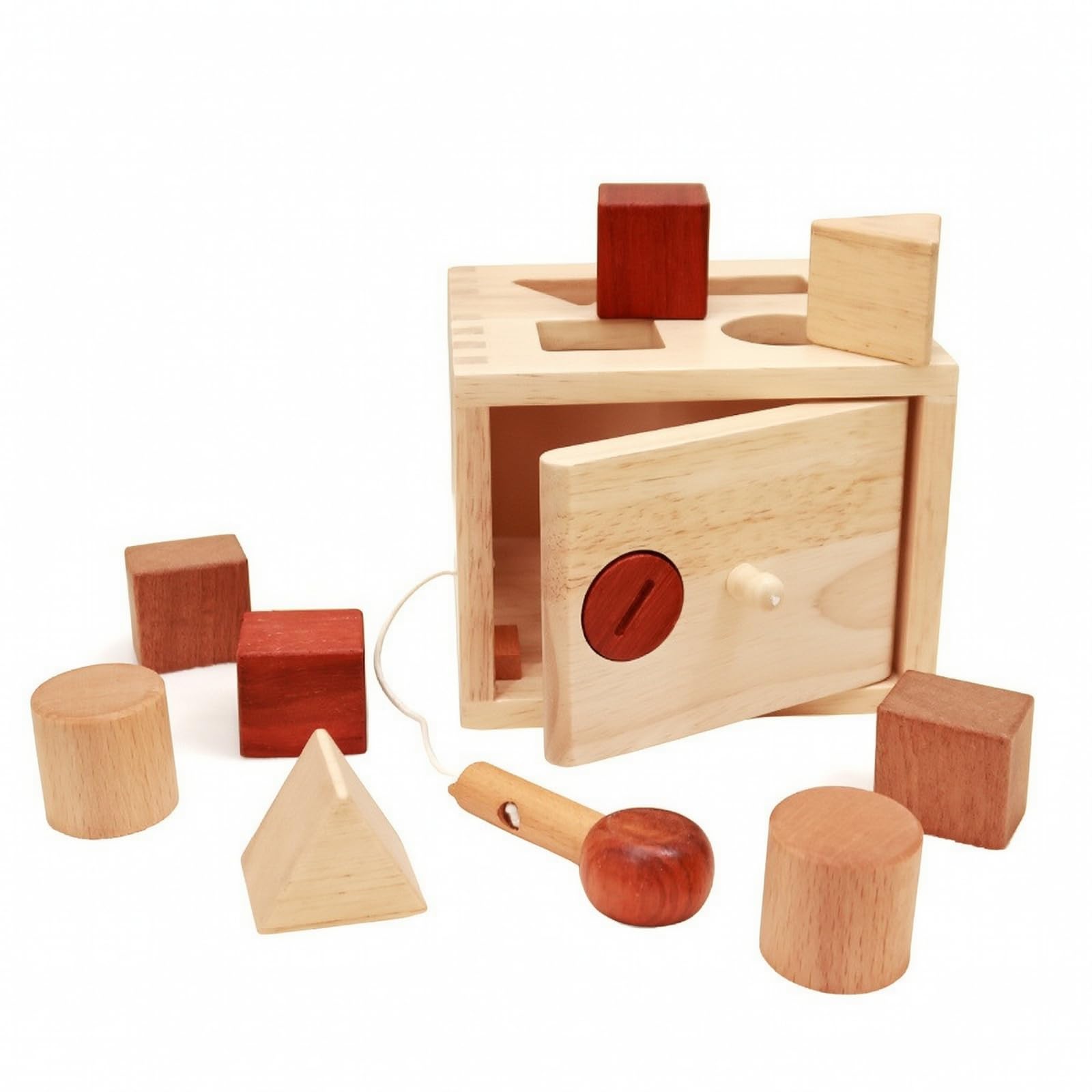 Boîte à Formes en Bois Massif Éducatif Boîte D'éveil Blocs en Bois Pratique Assorti pr Nrrisso -Pits, Bébés