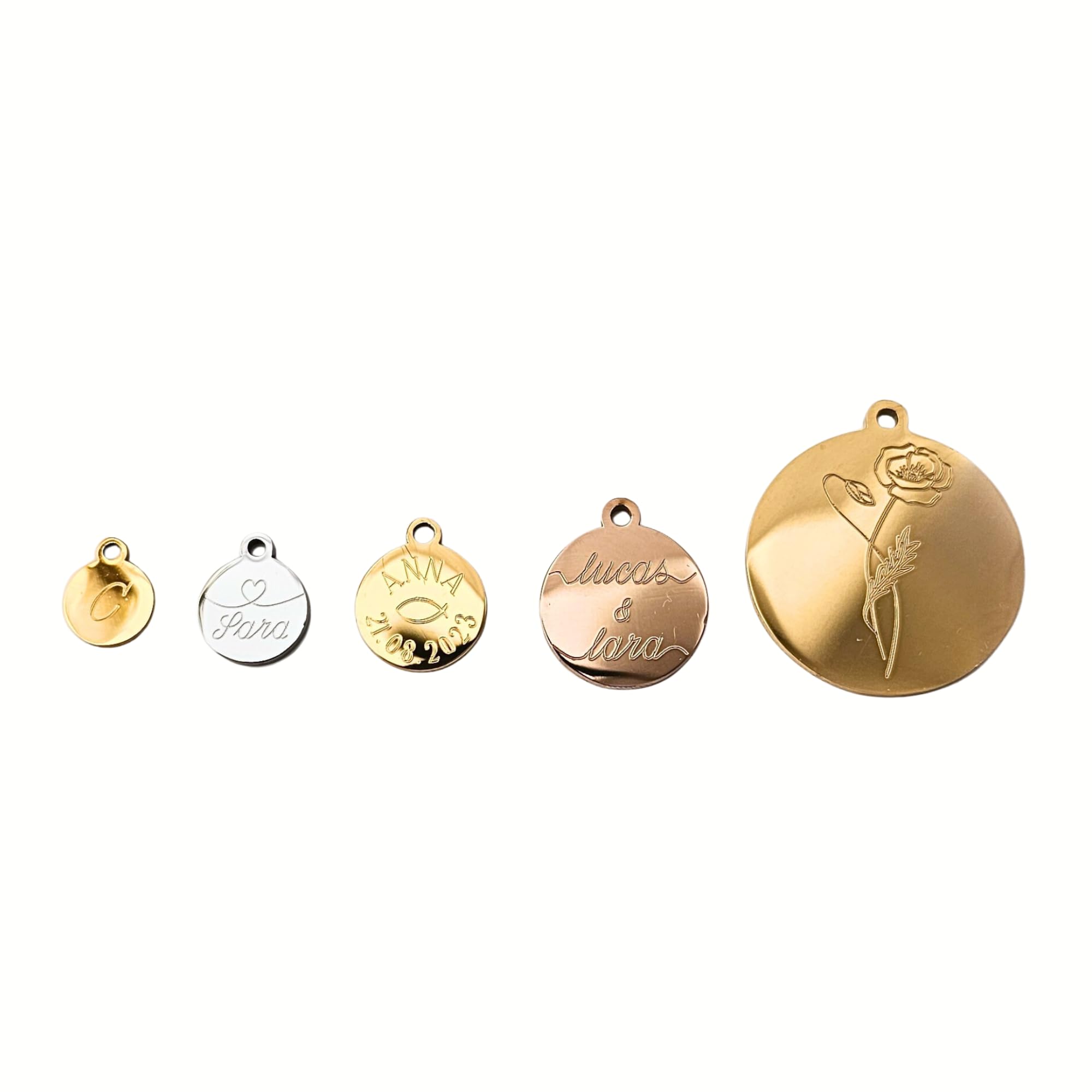 inaklam, Damenschmuck personalisiert, personalisierte Schmuck Anhänger mit Gravur, anpassbare Charms, Kettenanhänger mit Namen, Anhänger mit Buchstaben, (10mm, Silber)