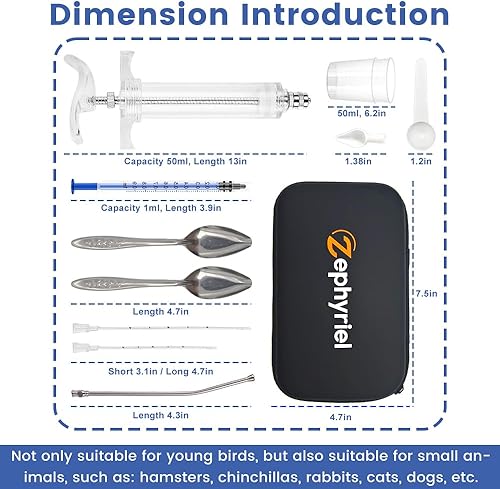 Miniatura 6 de Juego de jeringas de alimentación para pájaros bebés, 12 piezas de 1.7 fl oz, jeringa de alimentación de mano para mascotas pequeñas, incluye