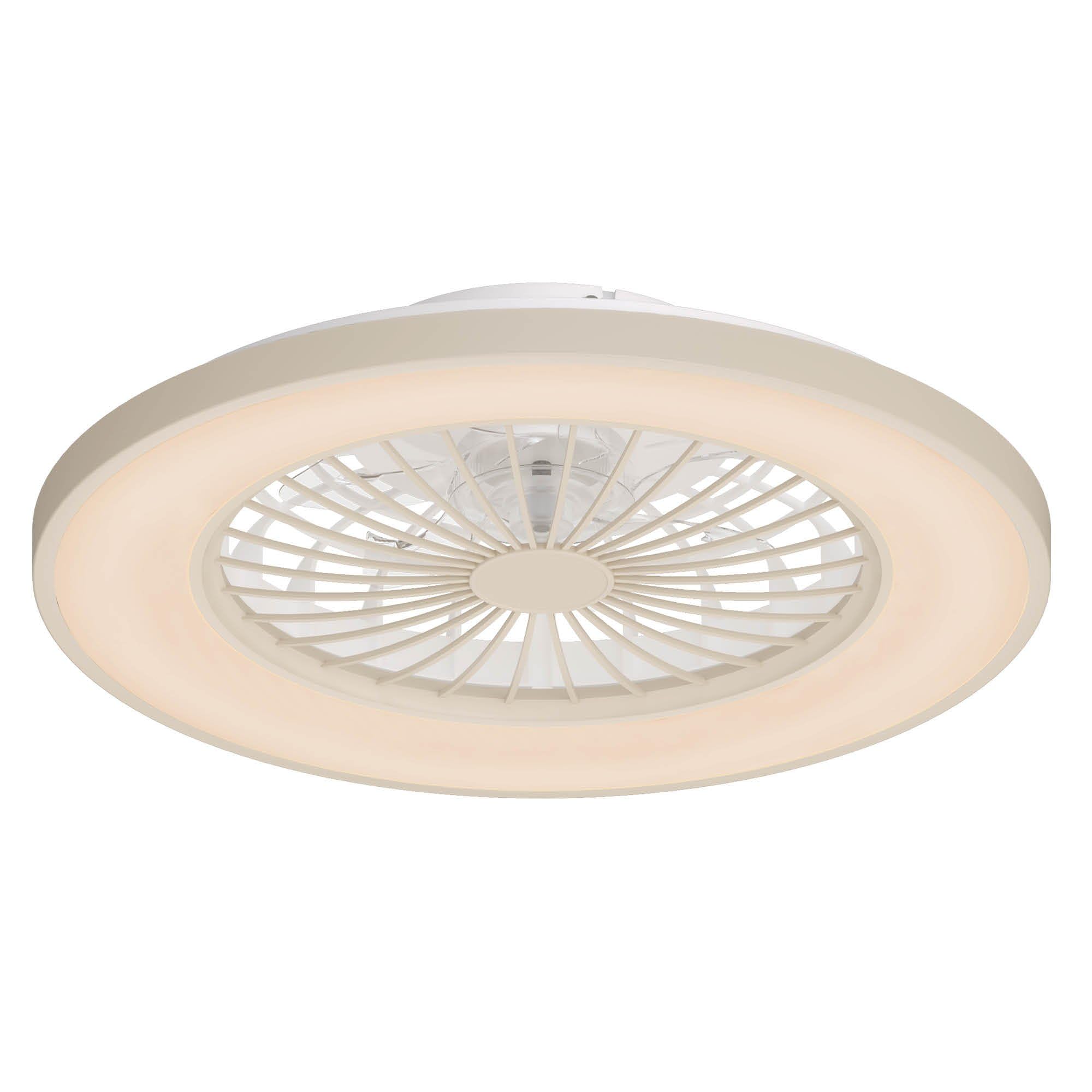 Ledvion - Ventilateur de Plafond avec Lumière, 49cm, Beige, 48W, 5200Lm, (2700k/4000K/6000K), 3 températures de couleur, 5 vitesses, Intensité variable, Télécommande, été-hiver, Ventilateur | Pour un mouvement d'air agréable dans le salon ou la chambre à