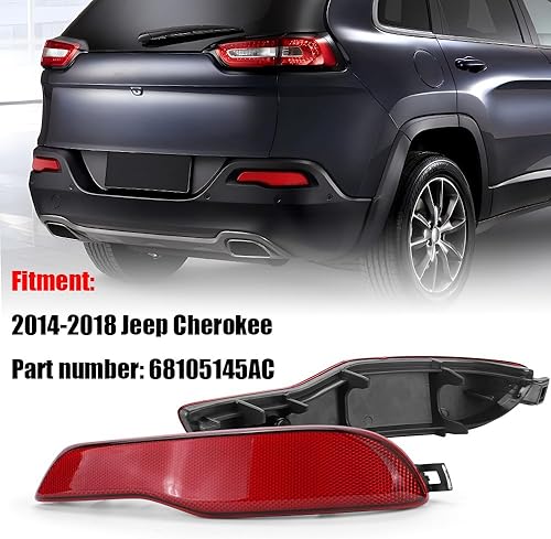 Miniatura 6 de Reflector de parachoques trasero rojo del lado del pasajero compatible con J.e.e.p Cherokee 681051444AC 2016 2017 2018