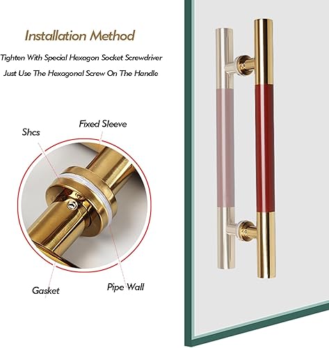 Miniatura 3 de Glass Door Handles,Stainless Steel Shower Door Handle,Heavy Duty Commercial Door Pull Up Bar for Shower Rooms Shopping Malls Offices Parts