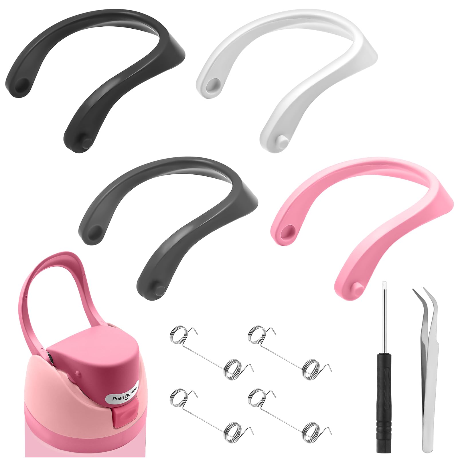 4pcs Handles for Owala FreeSip 24oz 32oz, Water Bottle Cap Carry Loop Handle, Replacement Parts for Owala Cup 16/25/40oz Easy Bottle Top Lid Cap Replacement Accessories, BPA-Free (4 Color)