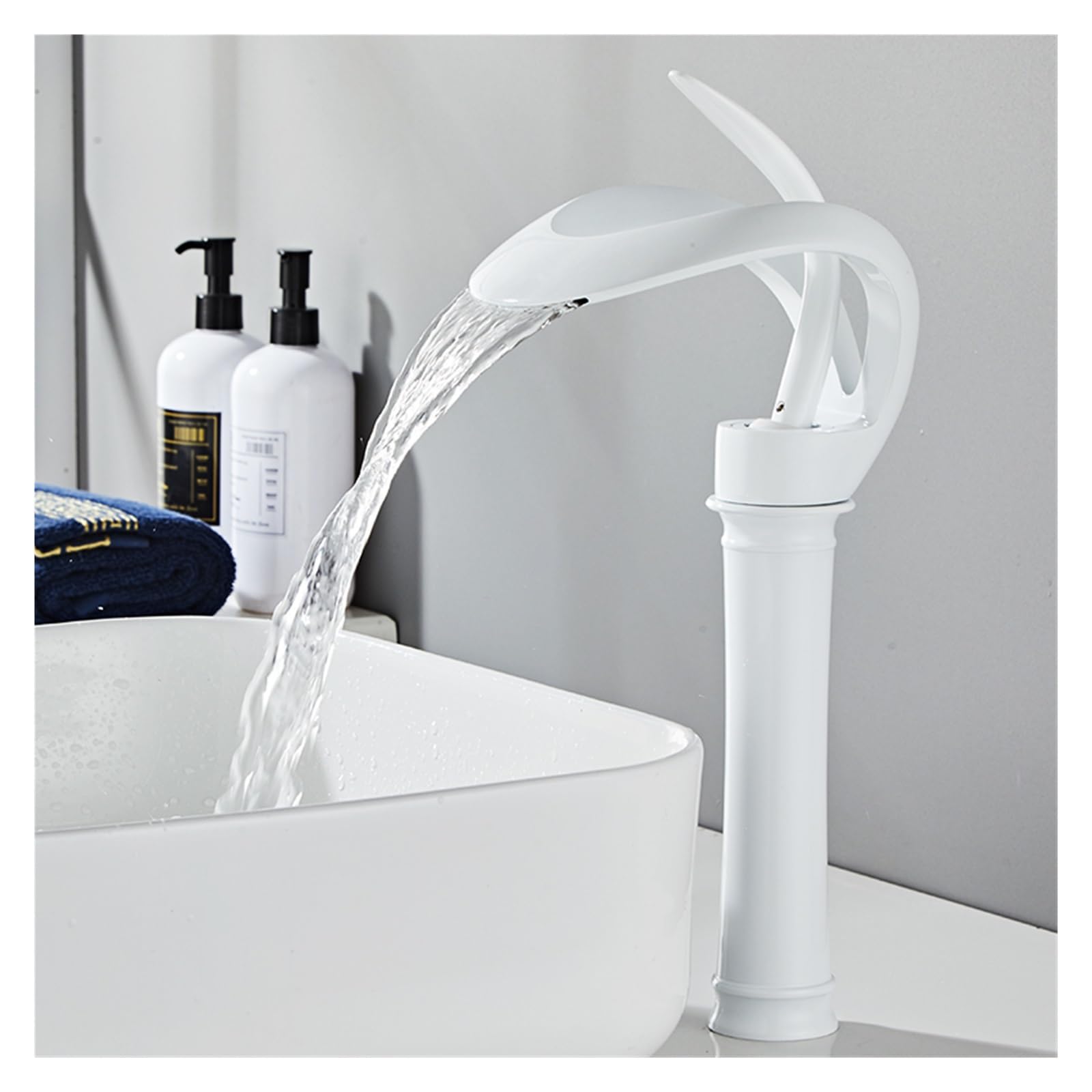 Robinet cascade blanc haut mitigeur en laiton pour lavabo moderne