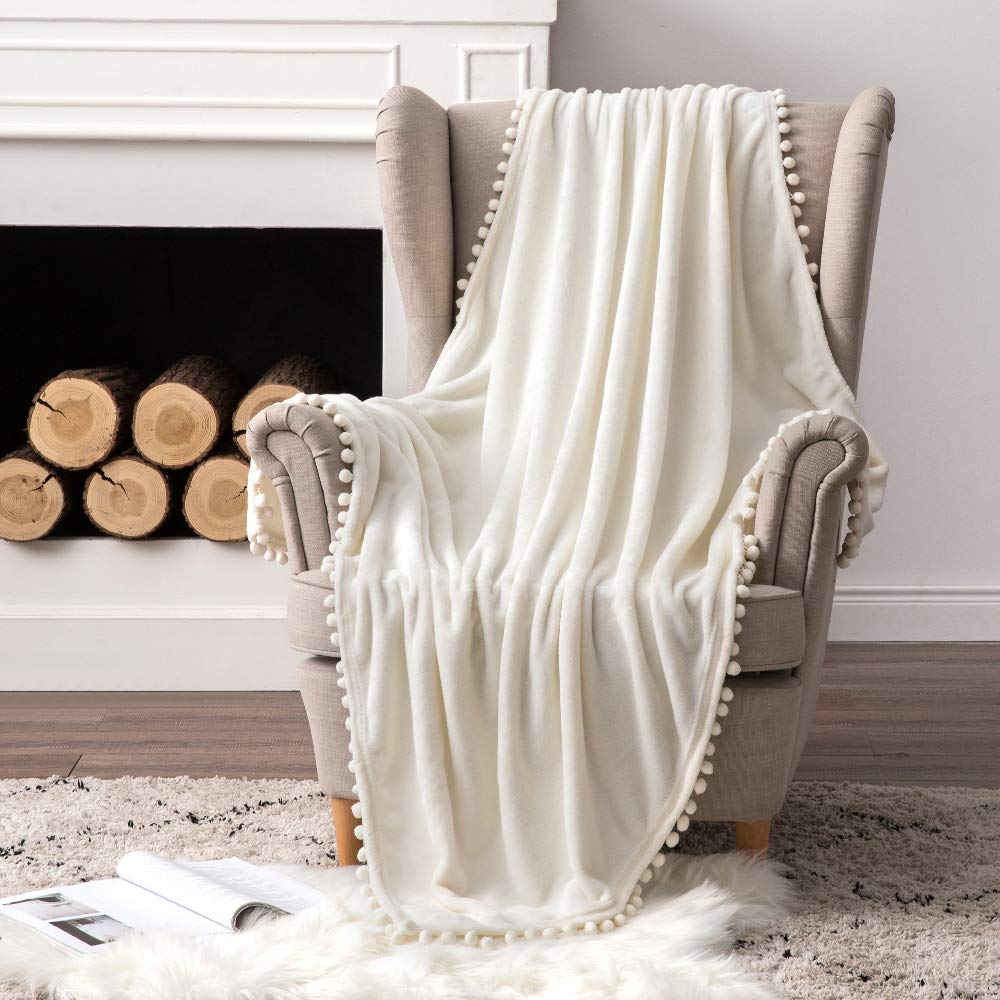 MIULEE Manta de Terciopelo Grande para Sófa Mantilla de Franela para Siesta Suave Manta para Cama Ligera y Cálida Felpa para Mascota Cama Habitacion Dormitorio 1 Pieza 170x210cm Blanco Crema
