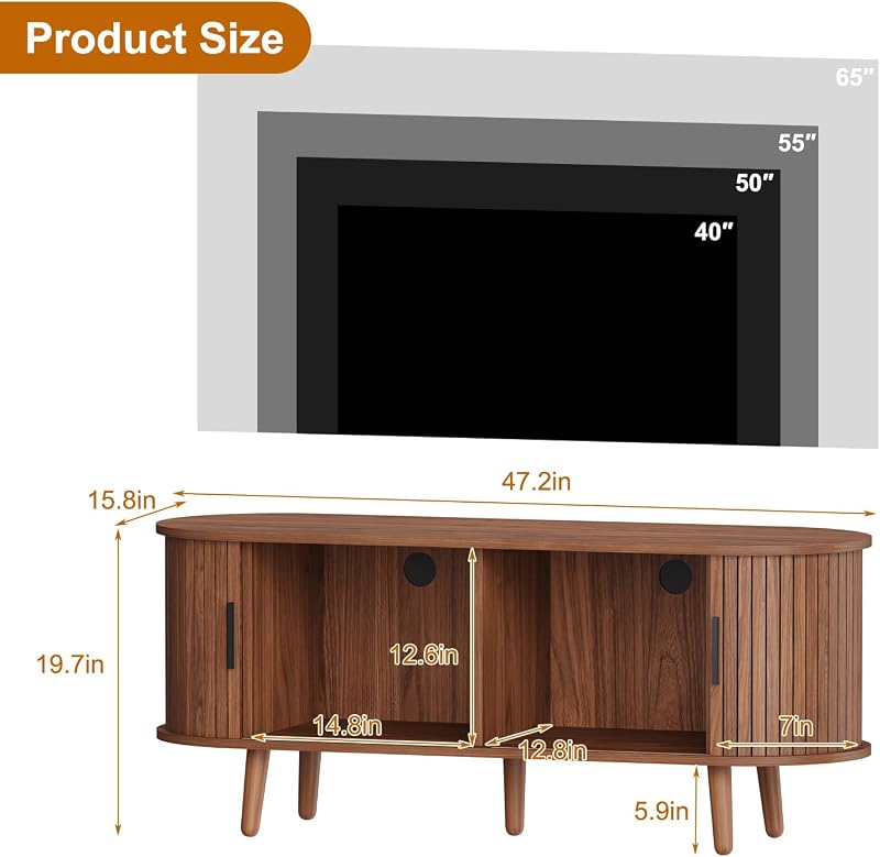 Mid Century Modern Walnut TV Stand for Up to 65 Inch image 3