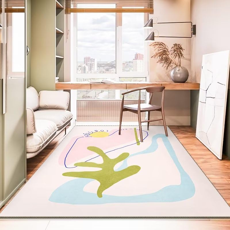 Tapis motif abstrait bleu personnalisable pour bureau et chambre