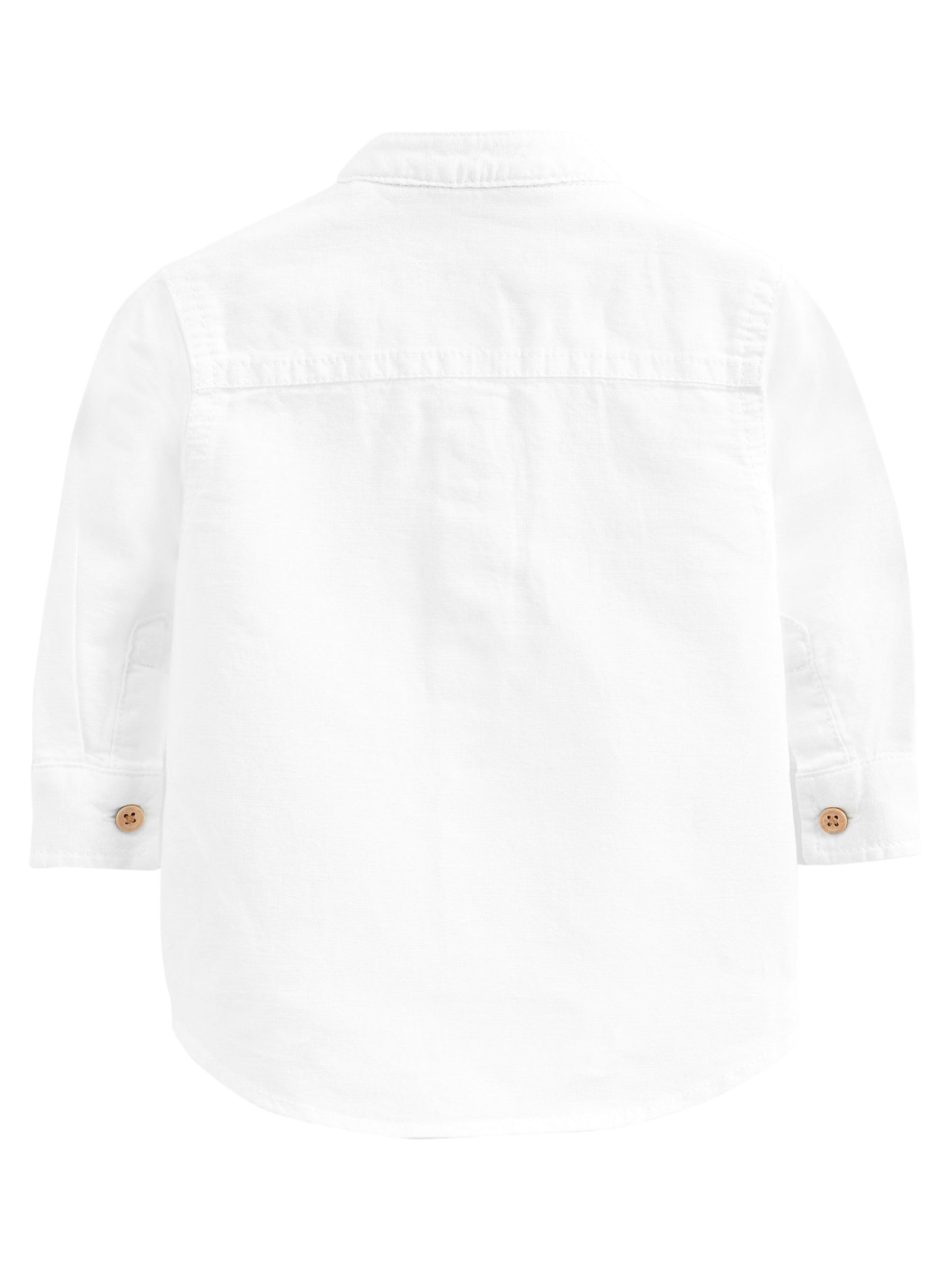 NEXT Garçon Chemise en Lin mélangé à col Tunisien Blanc 3 Ans-4 Ans