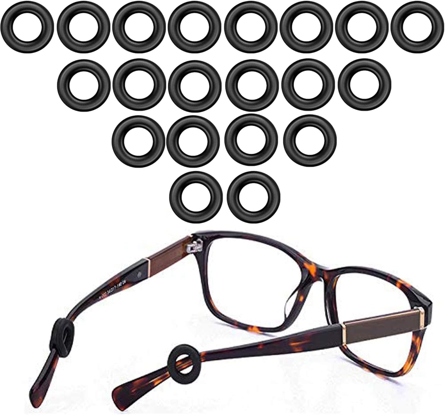 MOLDERP Glasses Ear Grip - Eyeglasses Temple Tip Sleeve Retainer,Anti-Slip Comfort Glasses Retainers For Spectacle, 12 Pairs (Black2)