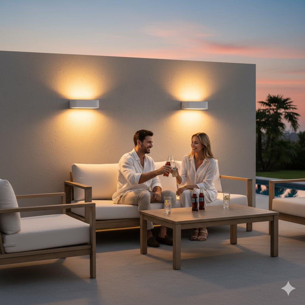 M Ledme - Solar White Plit LED kinkiet 1,7 W, oświetlenie zewnętrzne z czujnikiem zmierzchu, kolor 4000 K (neutralny), stopień ochrony IP65, autonomia 6-8 h, idealny do użytku na zewnątrz.