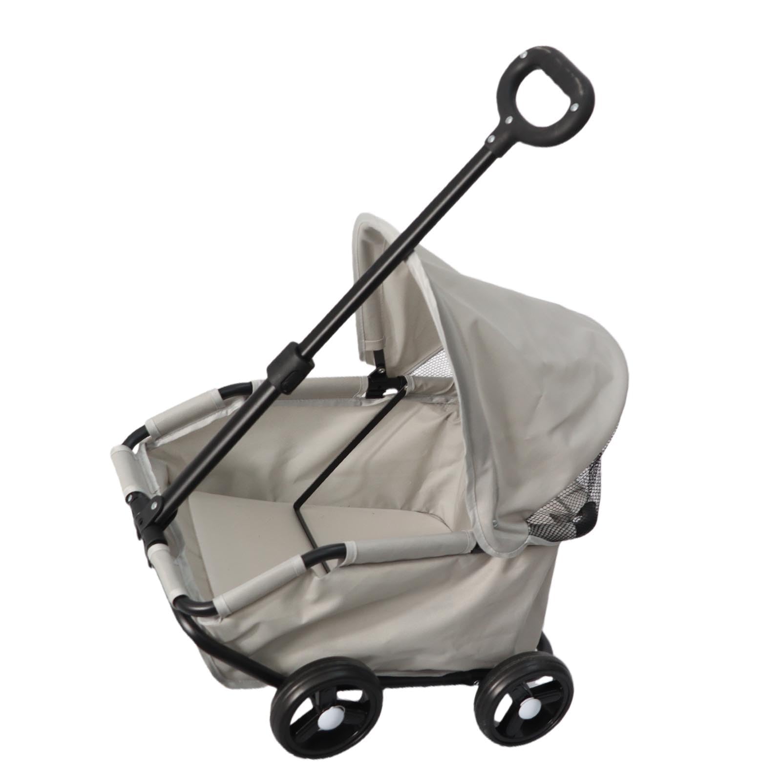 Cochecito plegable para mascotas BuyWeek gris de metal y tela oxford