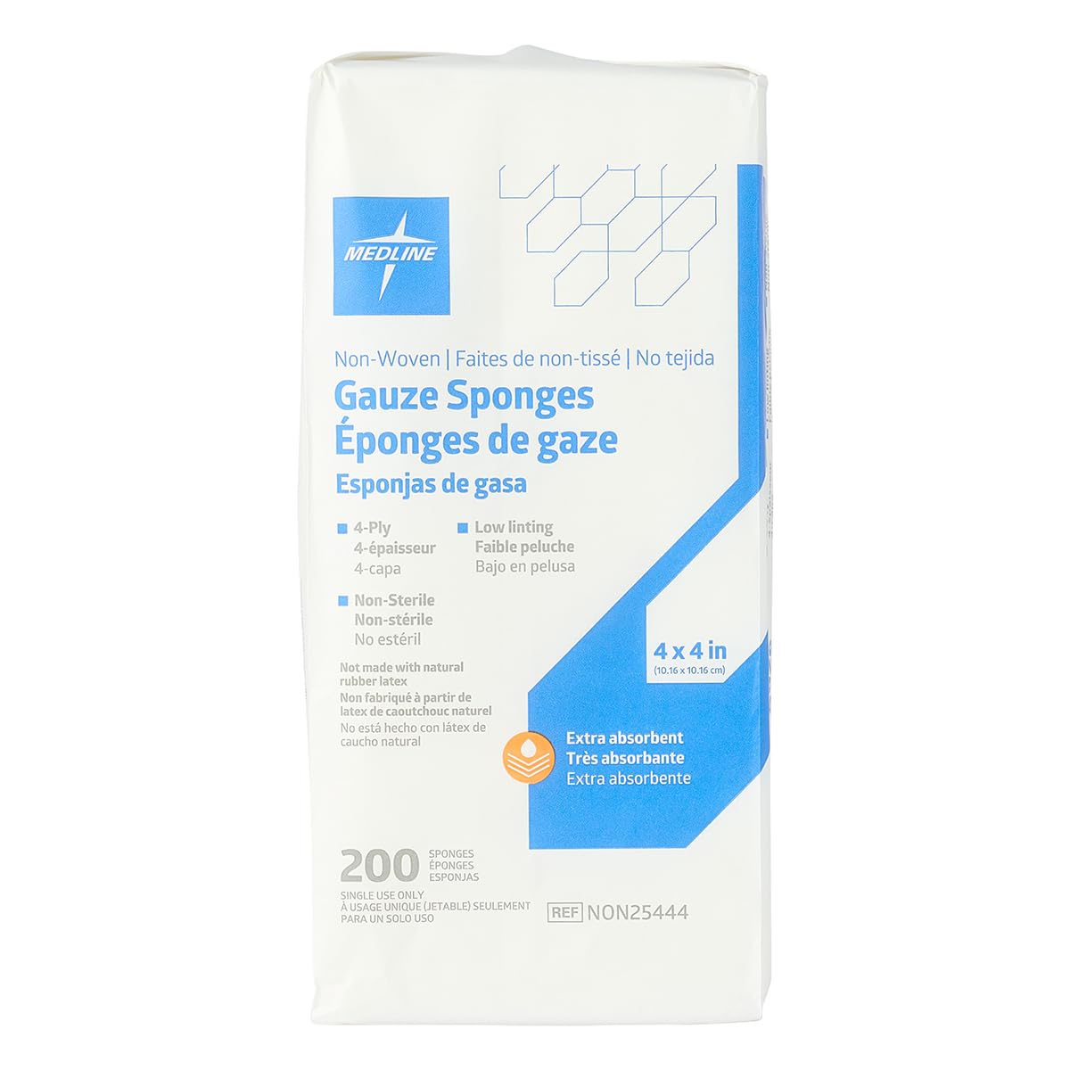 Medline Avant Gauze Sponges: Non-Woven, Non-Sterile, Safe for Latex Sensitivity, 3x3 Inches, 4-Ply, 200 Count — Amazon image 2