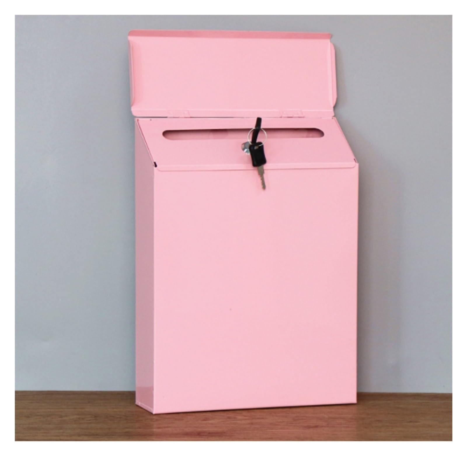 Metal Mailbox Mailbox Locking Wall Mounted Comment Drop Box Payments Holder Postbox(Pink)