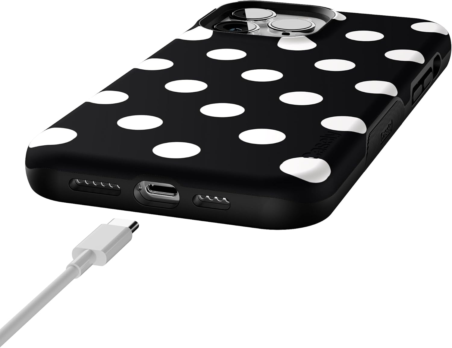 Casely iPhone 13 Pro Max Case | High Contrast | Black Polka Dot | Bold Protective Design | Compatible with MagSafe