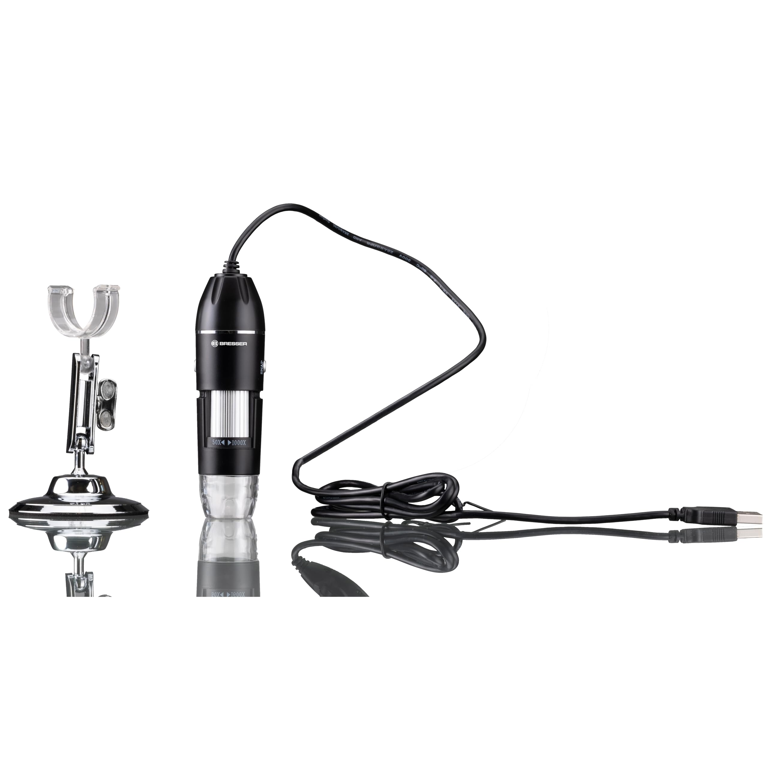 Bresser USB Digitalmikroskop 50-1000x Zoom Full HD Kamera 8 LED dimmbar Messfunktion Handmikroskop inkl. Software für Windows Mac