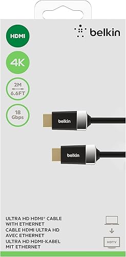 Miniatura 2 de Belkin Cable HDMI HD cable 4K HDMI de alta velocidad, cable HDTV, cable HDMI (AV10050bt2M), negro, 6.6 pies