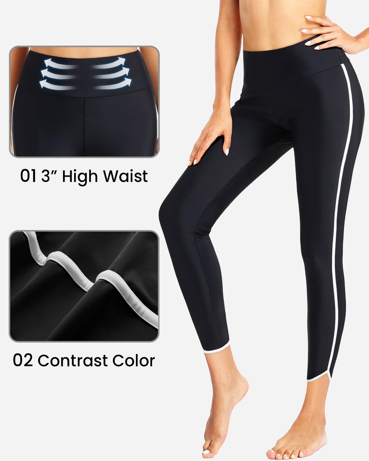 Pantalones de natación de cintura alta para mujer Holipick, leggings UPF 50+