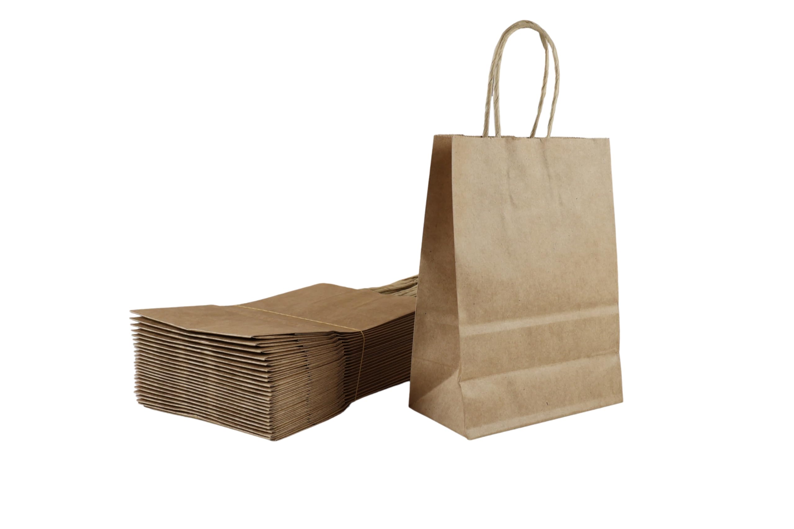 Lot de 1000 Sacs Kraft Épais 15 x 8 x 21 cm – Papier Kraft Naturel avec Poignées Torsadées – Pour Commerce et Restauration