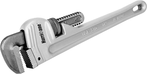 HURRICANE 14-Inch Aluminum Pipe Wrench,Heavy Duty Adjustable Plumbing Wrench,Straight Handle Plumbers Tool,40% Lighter Weight