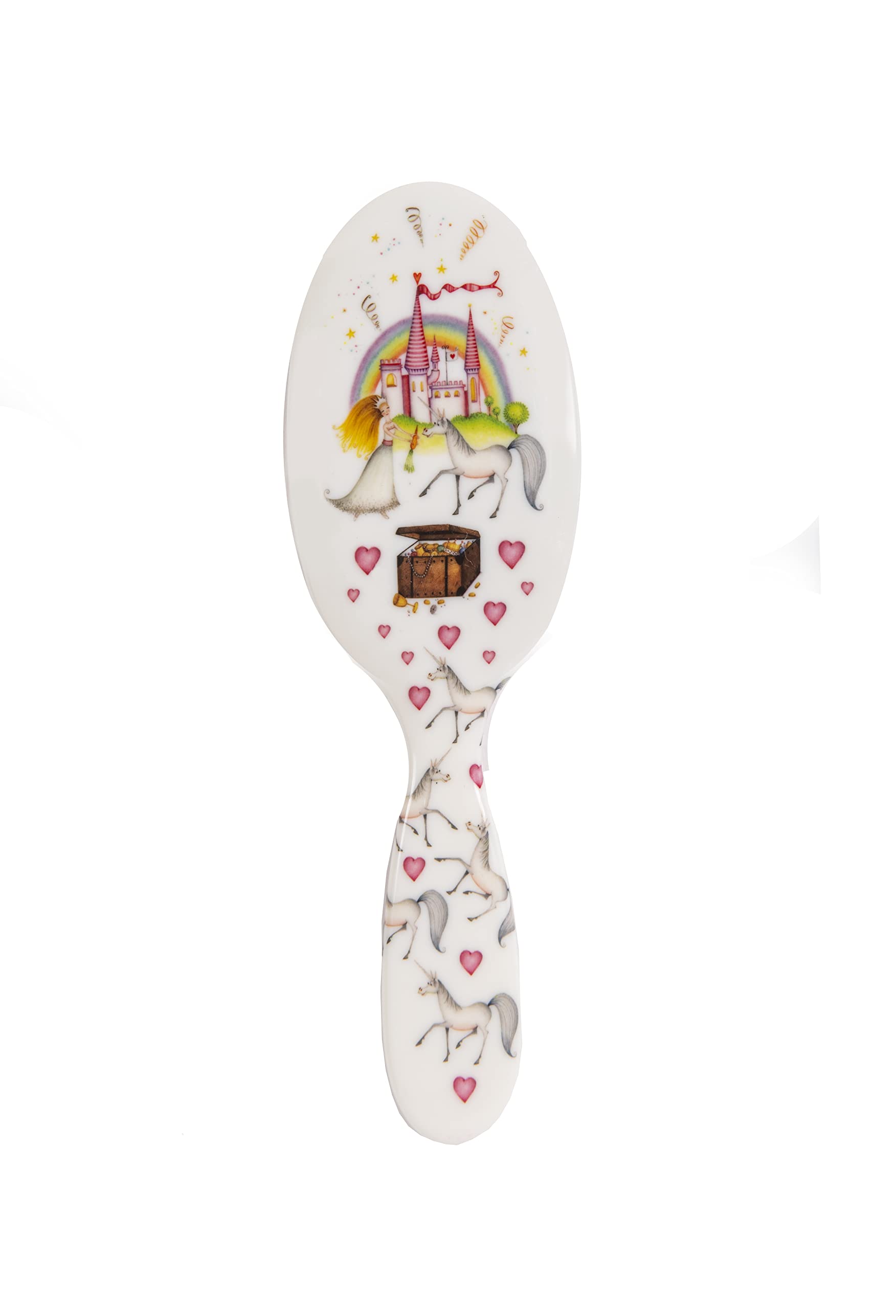 Rock & Ruddle Spazzola per capelli naturale in pura setola per donne e bambini (grande, 21 cm) – capelli bagnati o asciutti, districante lisciante –prodotta nel Regno Unito – design unicorno