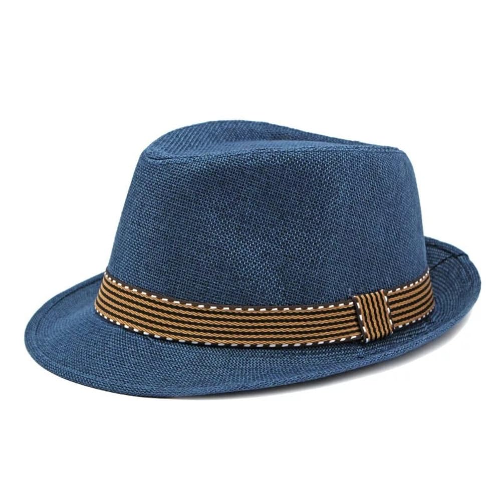 Komonee Trilby Hat Blue Gambino Band Halloween Fedora Fun Party Colourful Headwear Dress Up Costume Classic Short Brim Headwear