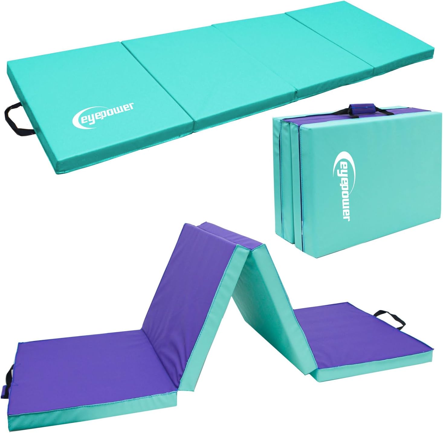 eyepower Folding Gymnastics Mat Thick – 180x60x5 cm foldable Gym Mat for Home Use - Kids & Gymnastics Training - Cushioned Exercise Equipment Mats for Fitness - Tumbling and Indoor Practice