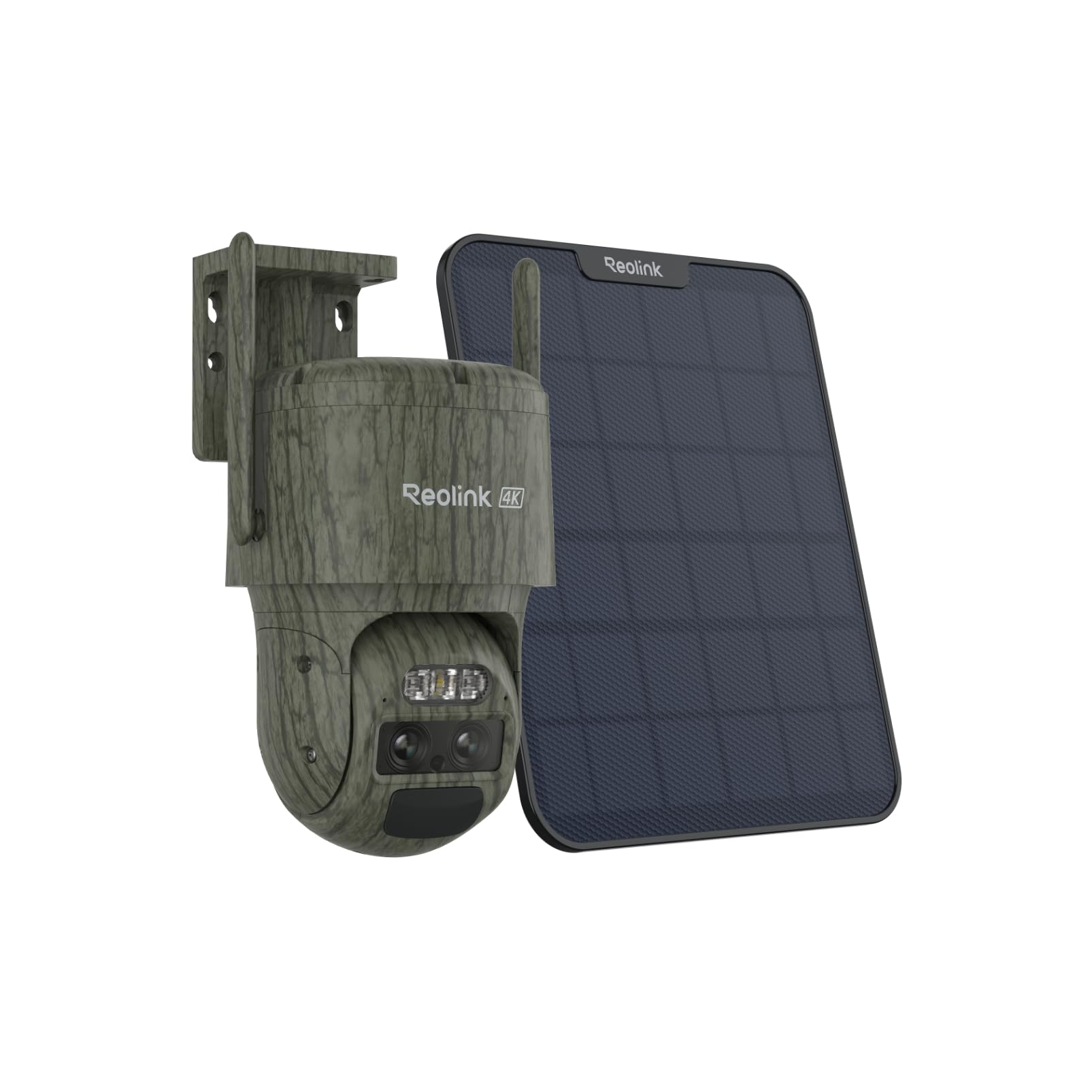 REOLINK 4K Dual Lens 4G LTE Cellular Security Camera, SIM Card Included, Wireless Auto Tracking Trail Camera, 6X Hybrid Zoom, No-Glow IR, Waterproof for Wildlife, TrackMix LTE Trail + Solar Panel 2