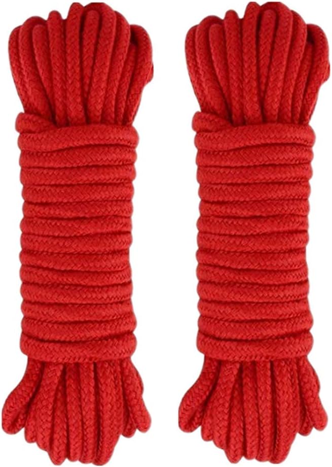 WYSUMMER Black Soft Rope Cord, 2Pcs 10 M/33 Feet 8 MM All Purpose Cotton Rope Craft Rope Thick Cotton Twisted Cord (2Red)