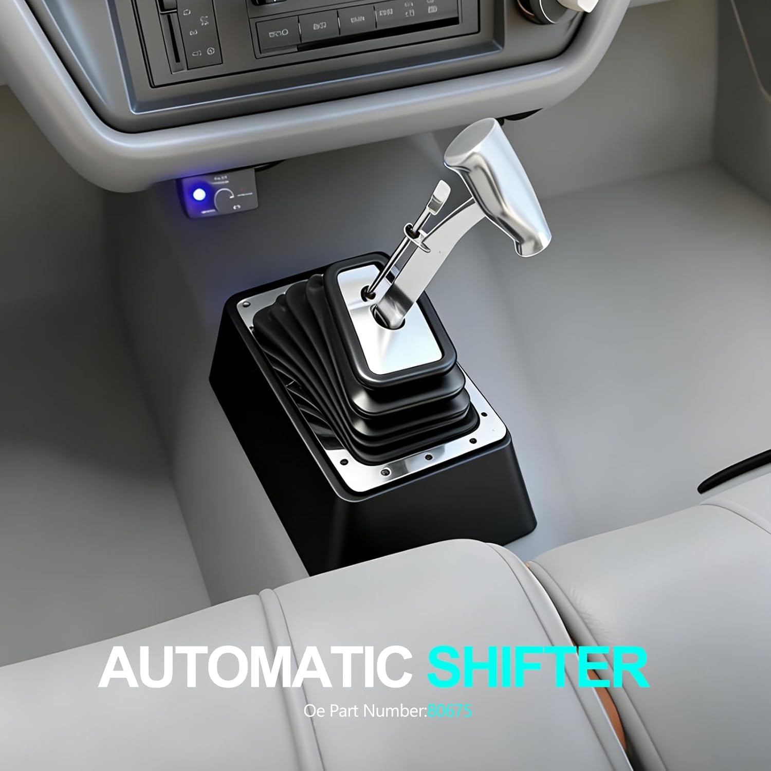 For B&M 80675 Automatic Shifter StarShifter Chrome Plated with Silver T-Handle & Console Universal TH400/TH350/TH250/TH200