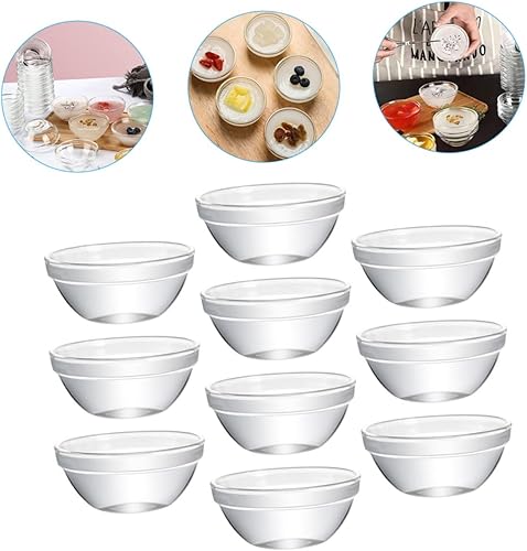 Miniatura 2 de HEALLILY Tazón de vidrio transparente, taza medidora de cocina, pequeños ramequines de vidrio, cuencos de cocina de vidrio, mini tazón de