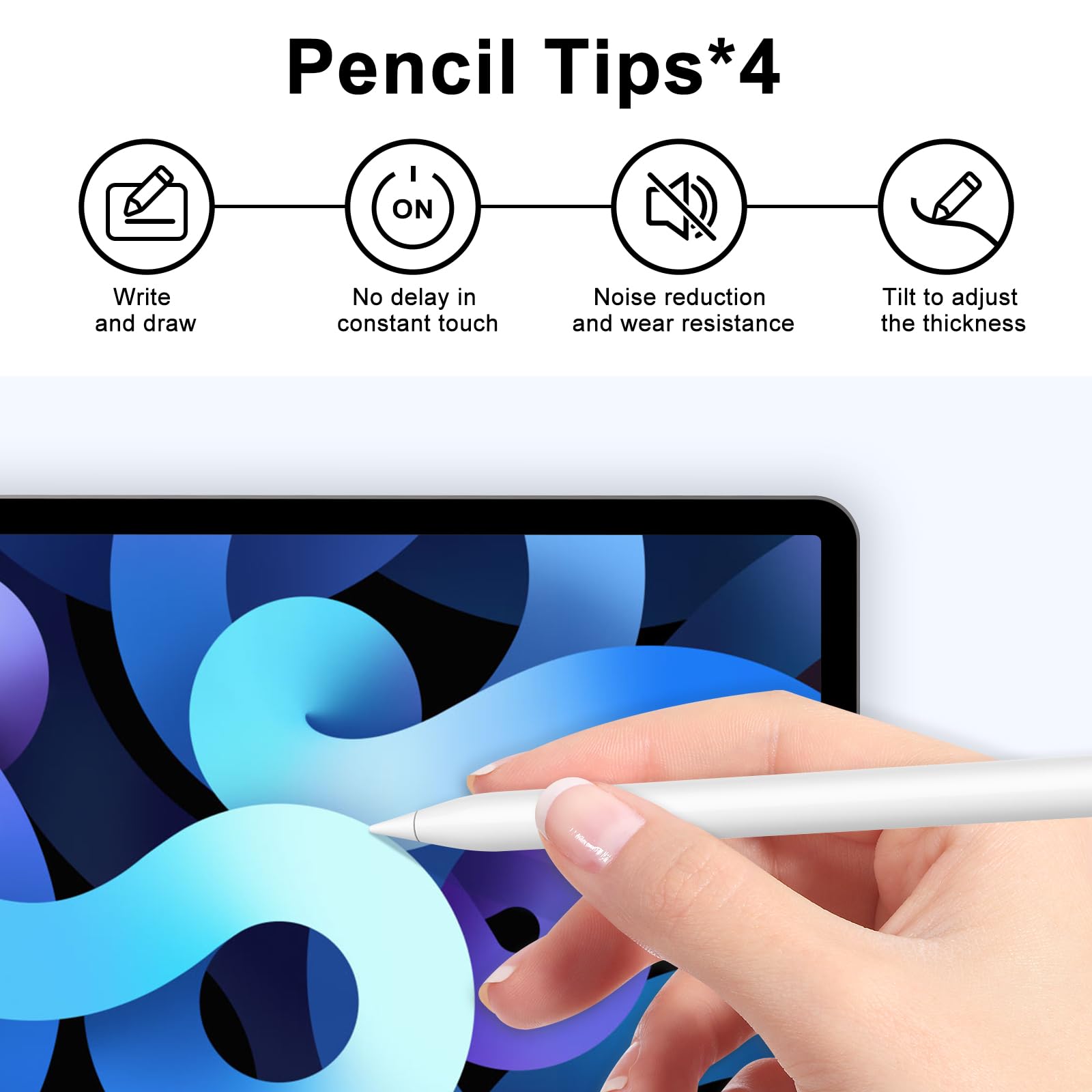 Punta per Apple Pencil, 6Pezzi Punte Tips Apple Pencil 2a /1a Gen e Apple Pencil PRO/USB C, Precisione Elevata Punte Tips Ricambio Accessori per Apple Pencil iPad iPencil