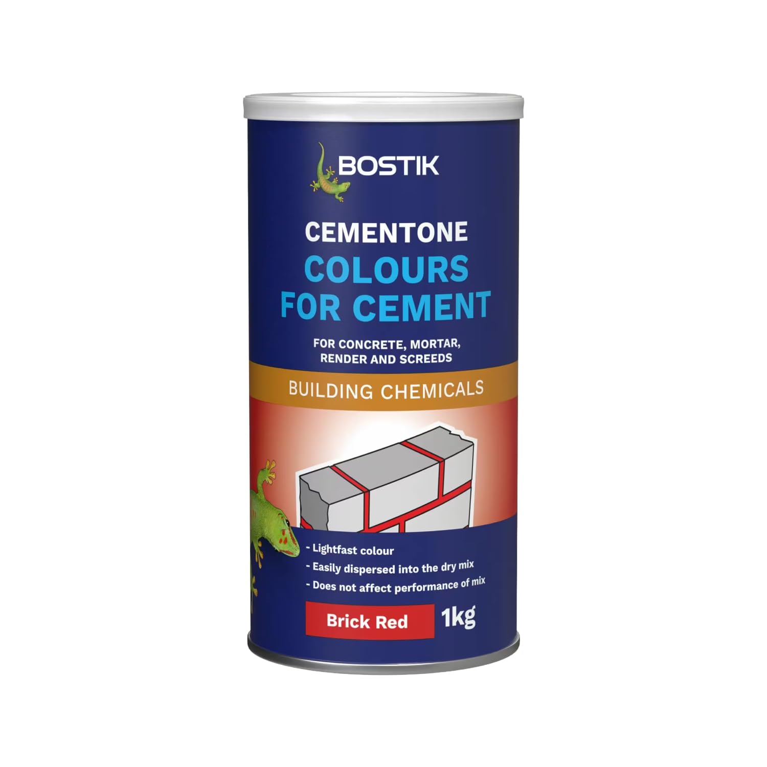 Bostik Colours for Cement Brick Red - 1kg - For Concrete, Mortar, Render and Screeds - Available in 5 Intermixable Colours - For Interior and Exterior Use