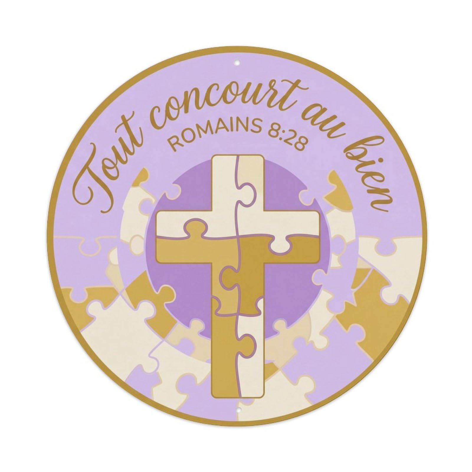 Scripture Ribbon Blessing Medallion Faithful Keepsake Metal Tin Sign Plaque Wall Decor for Cafe, Man Cave, Club Bar, Office, Home Garden Round Metal Poster 8x8Inch
