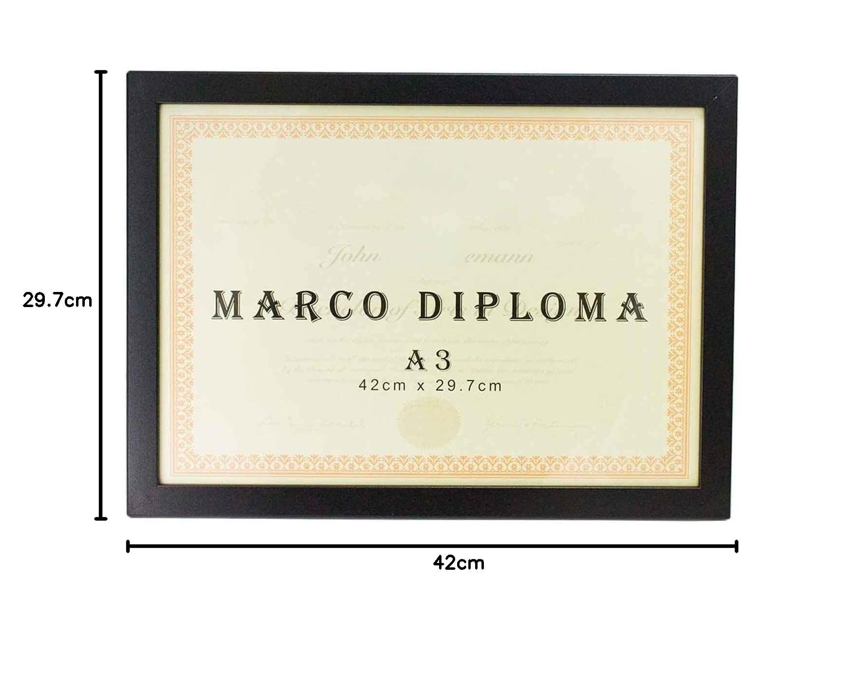 Acan Tradineur Cornice Diploma Cornice per Foto Documenti Certificati Premi Da Appendere a Parete Formato A3 (42 x 29,7 cm) Colore Bianco/Nero