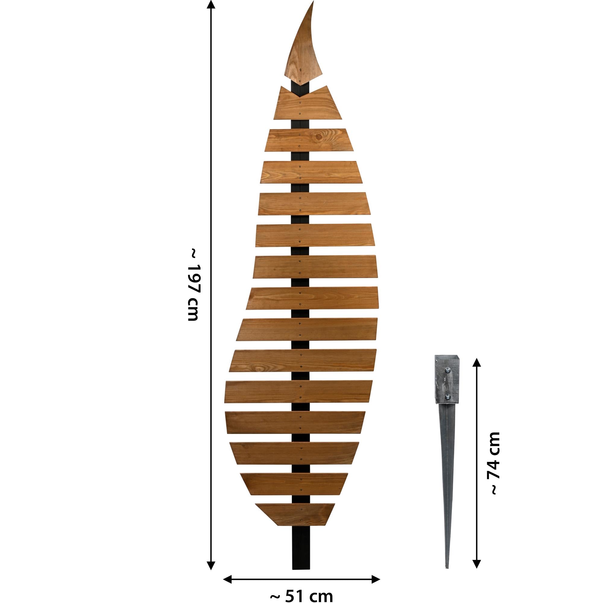 dobar® Green Label Rankhilfe Abstractus in Blattform zweifarbig aus Holz - Rankgerüst stehend mit Pfahl für Garten - Pflanzstütze für Kletterpflanzen